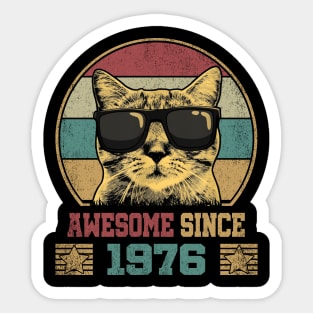 Awesome Since 1976 48th Birthday Gift Cat Lover Sticker